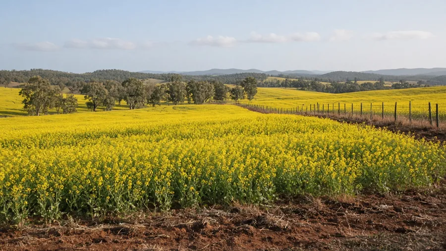 Canola crop in flower in Western Australia